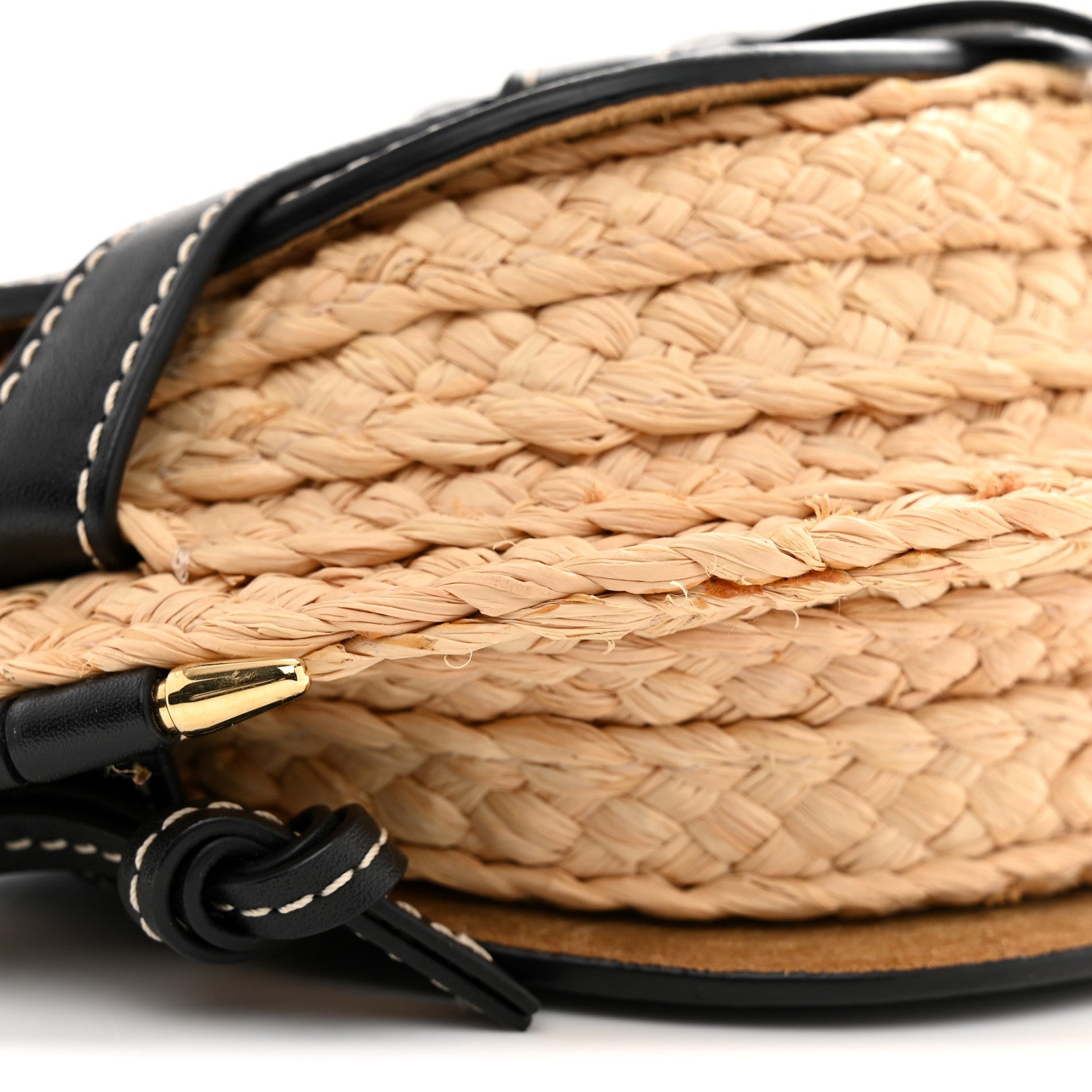 Loewe Calfskin Raffia Mini Gate Crossbody Bag Natural Black 9 of 11