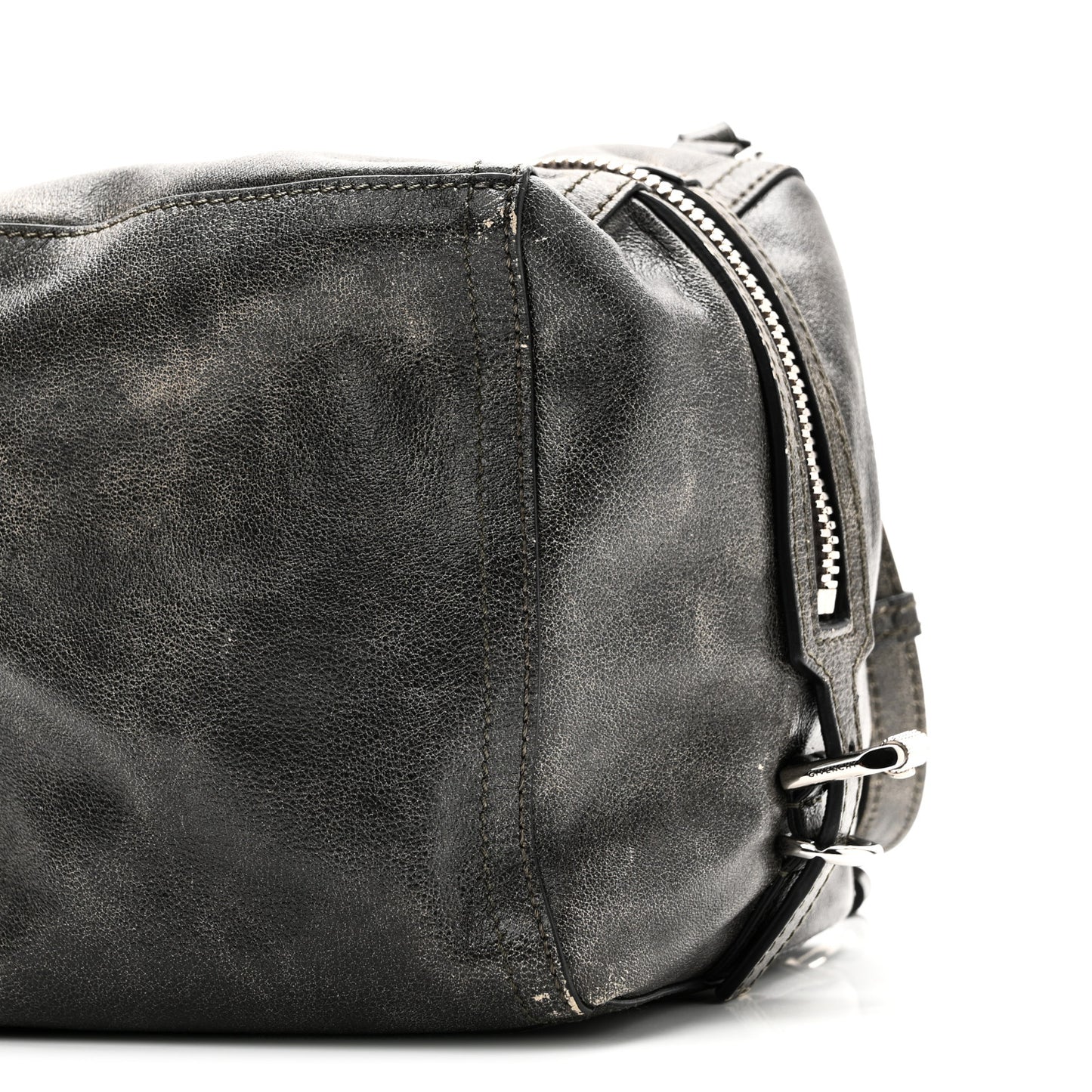 Aged Calfskin Small Pandora Mens Crossbody Black Grey