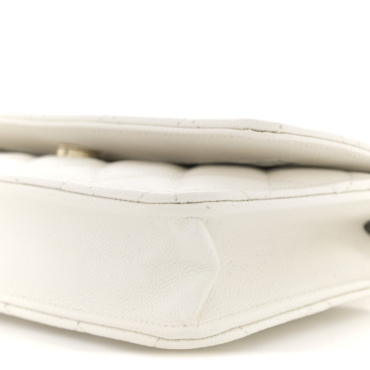 Caviar Quilted Wallet on Chain WOC White