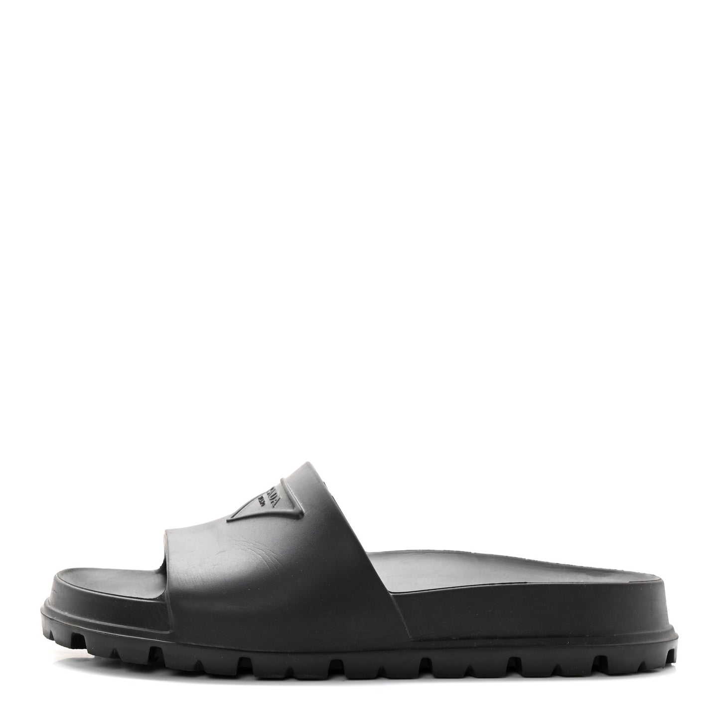 Rubber Triangle Logo Slide Sandals 37 Black