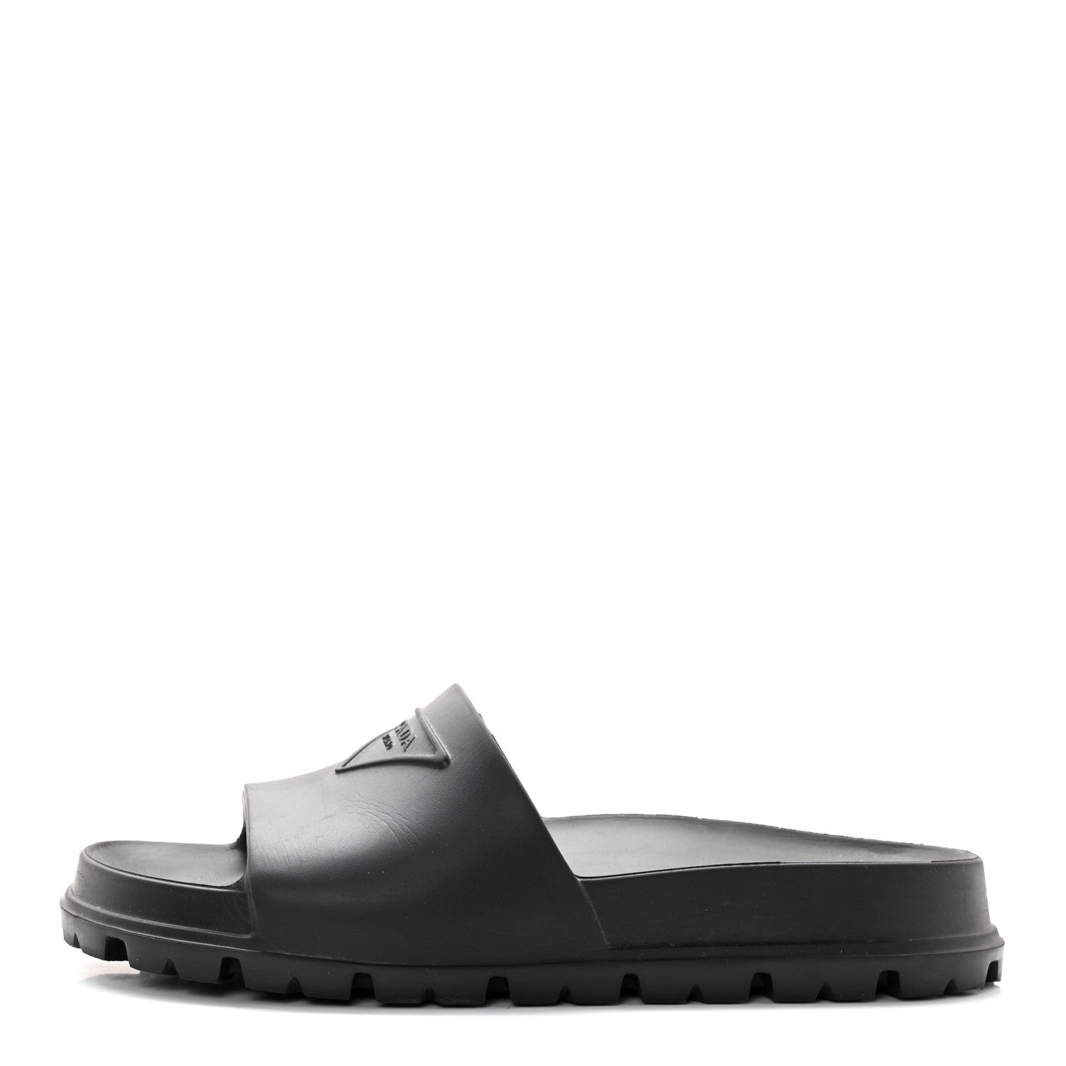 Prada Rubber Triangle Logo Slide Sandals 37 Black 1 of 12
