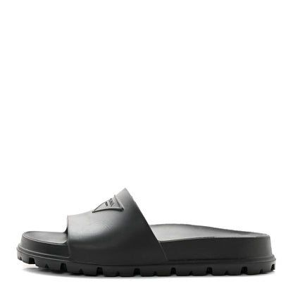 Prada Rubber Triangle Logo Slide Sandals 37 Black 1 of 12