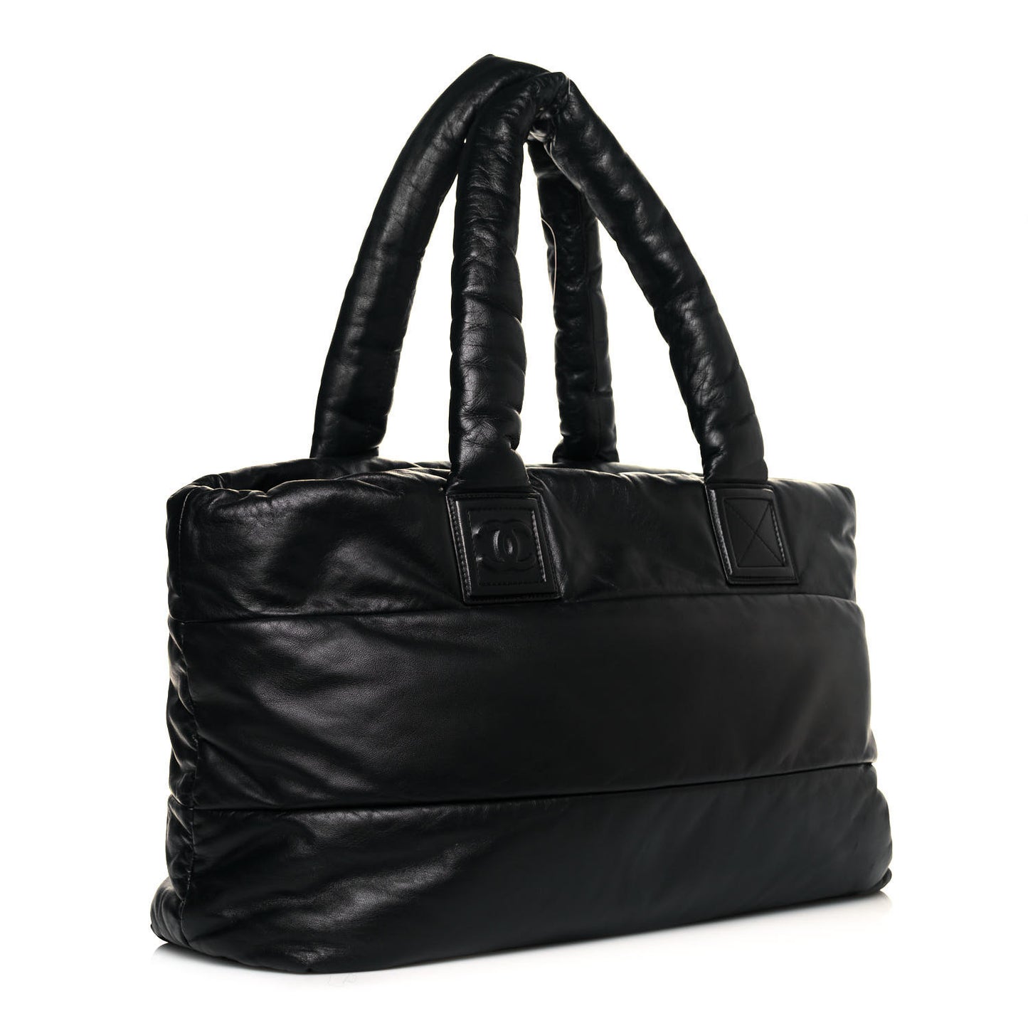 Lambskin Quilted Extra Large Coco Cocoon Reversible Tote Black