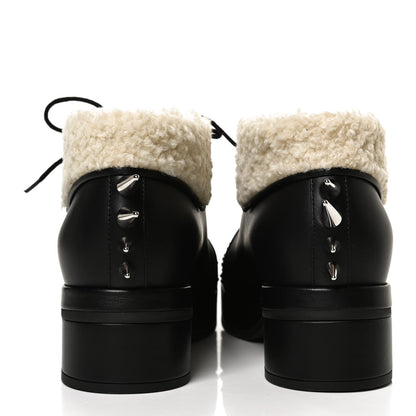Gucci Calfskin Faux Shearling Studded Victor Ankle Boots 37.5 Black Mystic White 6 of 10