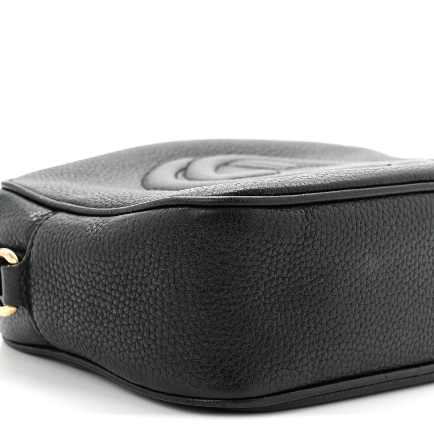 Pebbled Calfskin Small Soho Disco Bag Black
