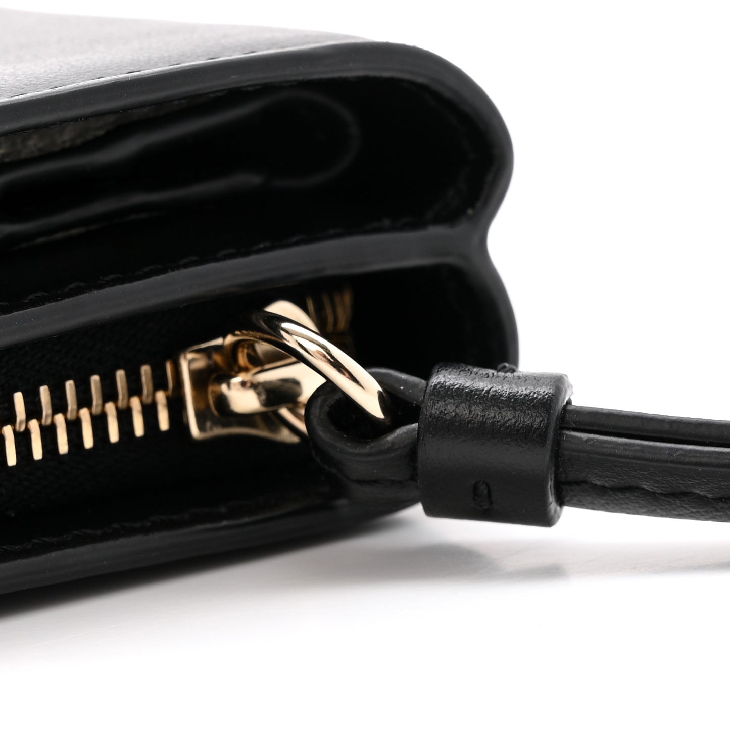 Shiny Calfskin Sense Compact Wallet Black