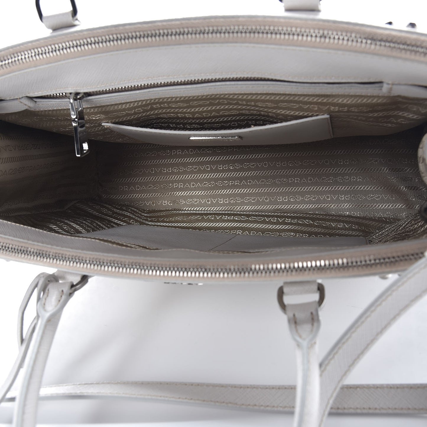 Saffiano Lux Studded Crystal Medium Galleria Double Zip Tote Talco