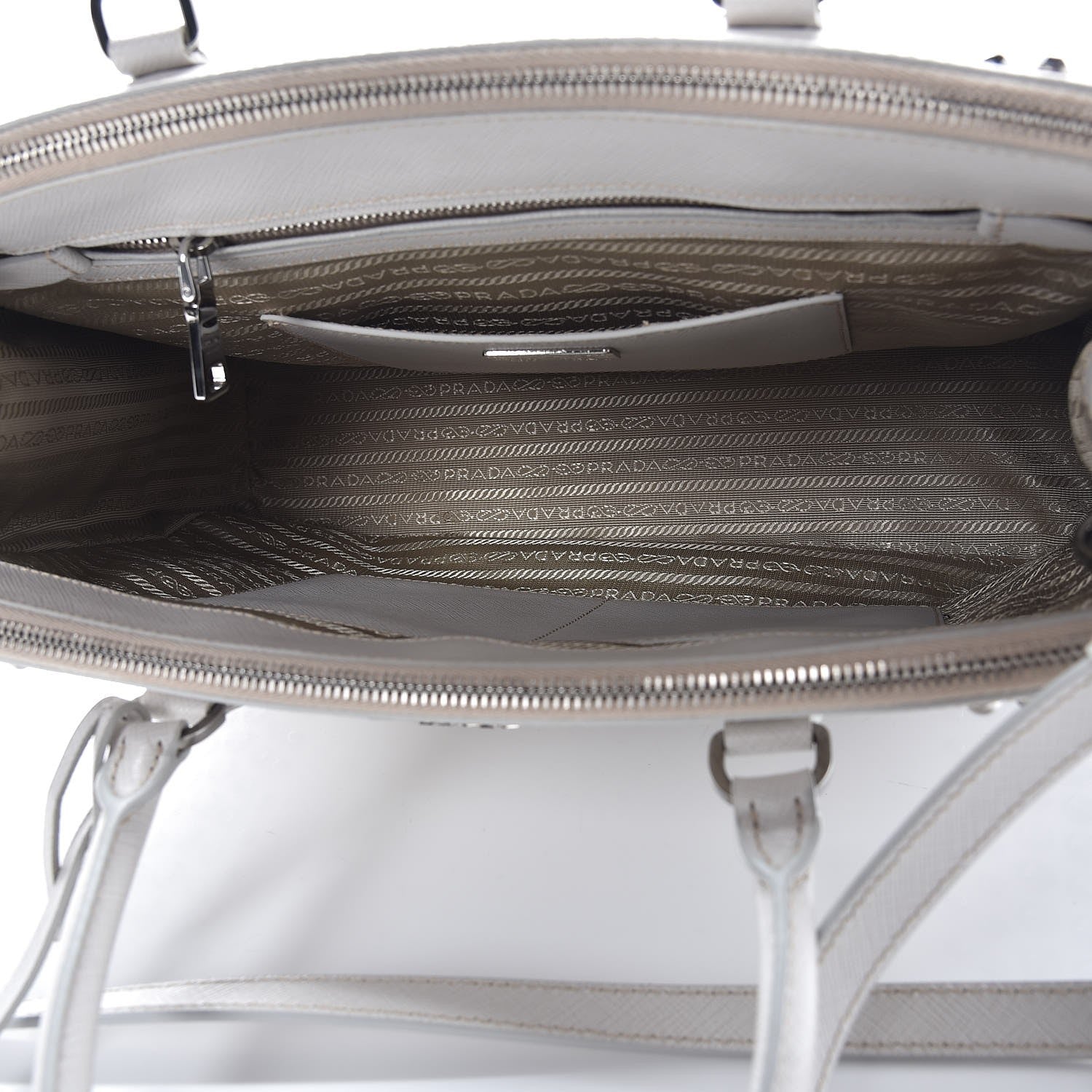 Prada Saffiano Lux Studded Crystal Medium Galleria Double Zip Tote Talco 5 of 10