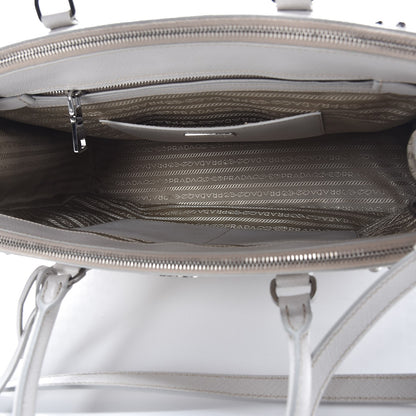 Prada Saffiano Lux Studded Crystal Medium Galleria Double Zip Tote Talco 5 of 10
