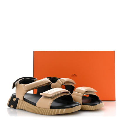 Hermes Lambskin Junior Womens Sandals 41 Beige Black 11 of 11