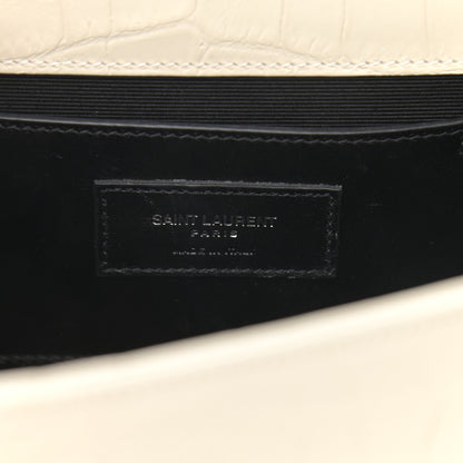 Saint Laurent Calfskin Crocodile Embossed Medium Classic Monogram Kate Tassel Satchel Crema Soft 6 of 12