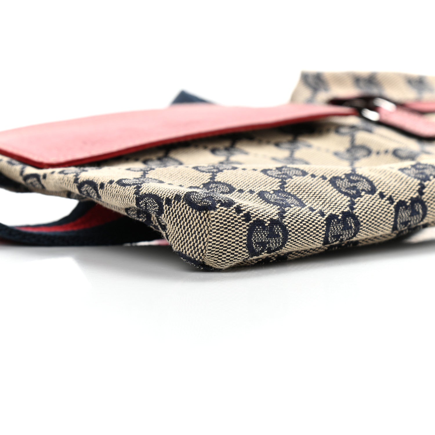 Gucci GG Monogram Web Double Pocket Belt Bag Navy Red 10 of 11