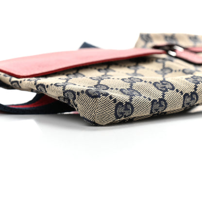 Gucci GG Monogram Web Double Pocket Belt Bag Navy Red 10 of 11