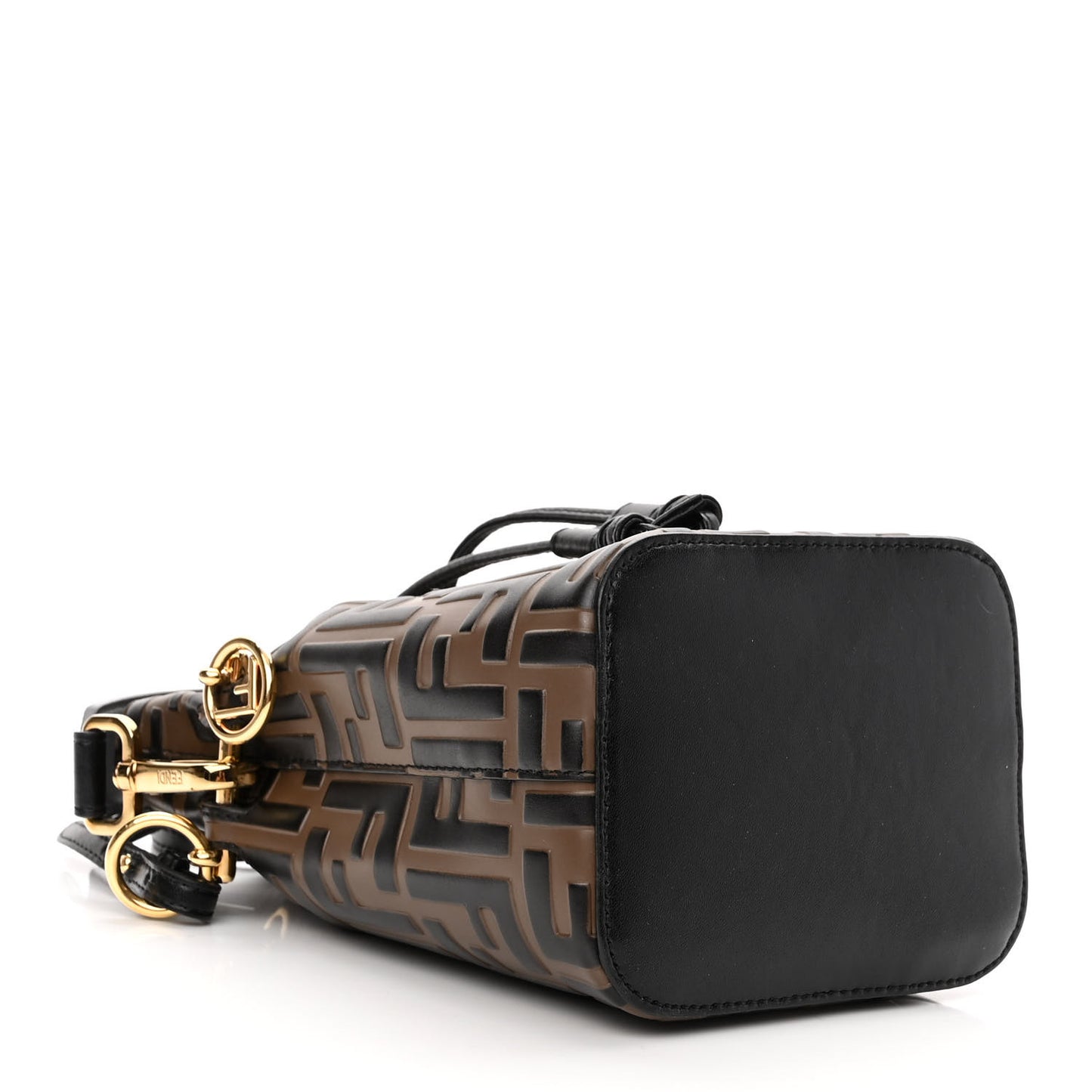 Vitello Liberty F is Fendi Bi-Color FF 1974 Embossed Mini Mon Tresor Bucket Bag Maya Black