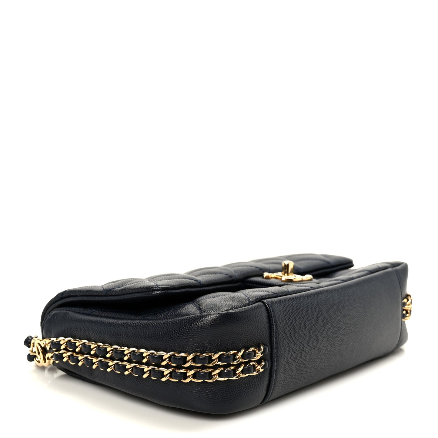 Caviar Quilted Small CC You Flap Navy