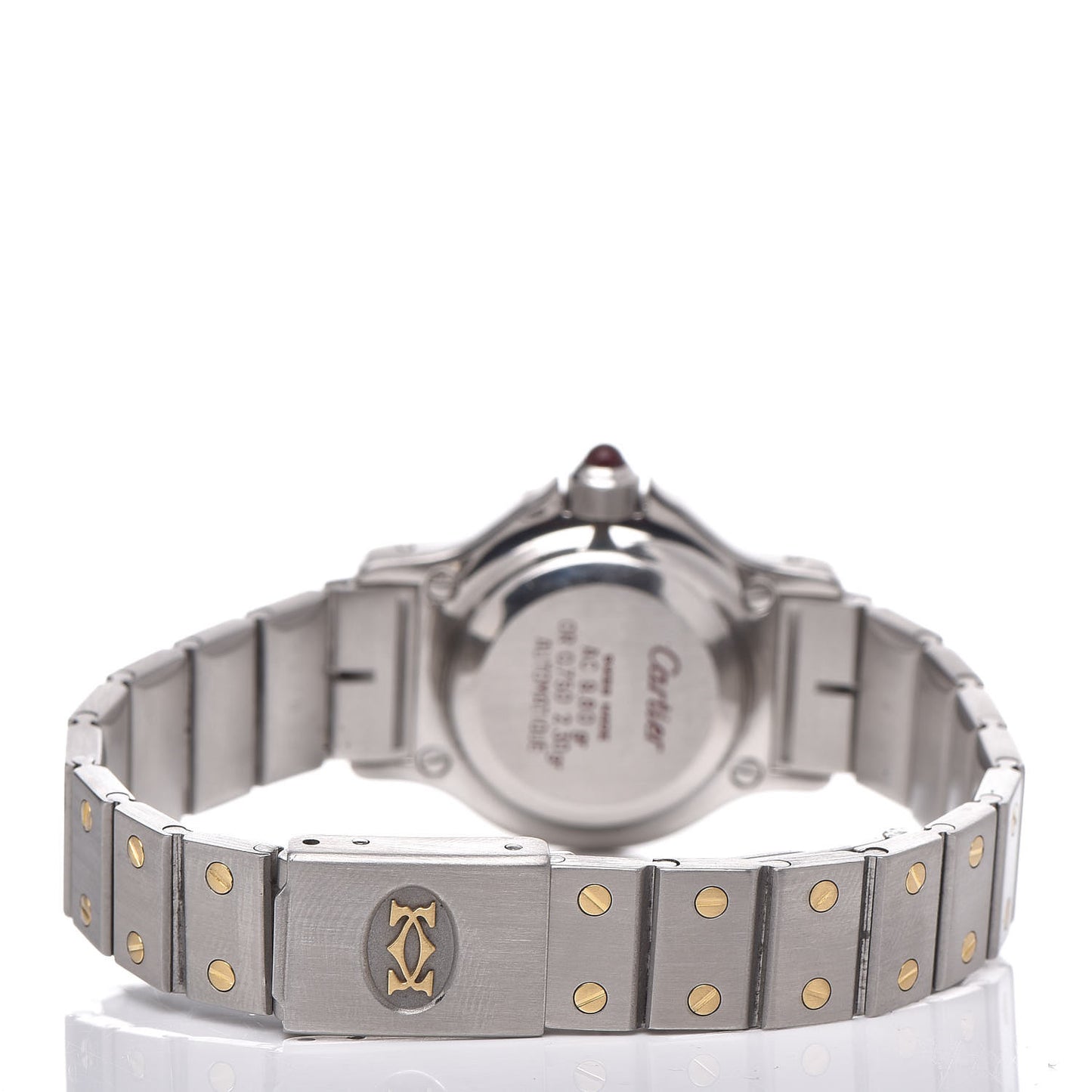 Stainless Steel 18K Yellow Gold Diamond 25mm Santos Octagon Automatic Watch Black