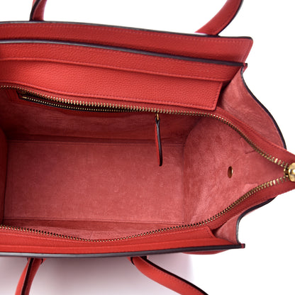 Celine Drummed Calfskin Micro Luggage Red 4 of 12
