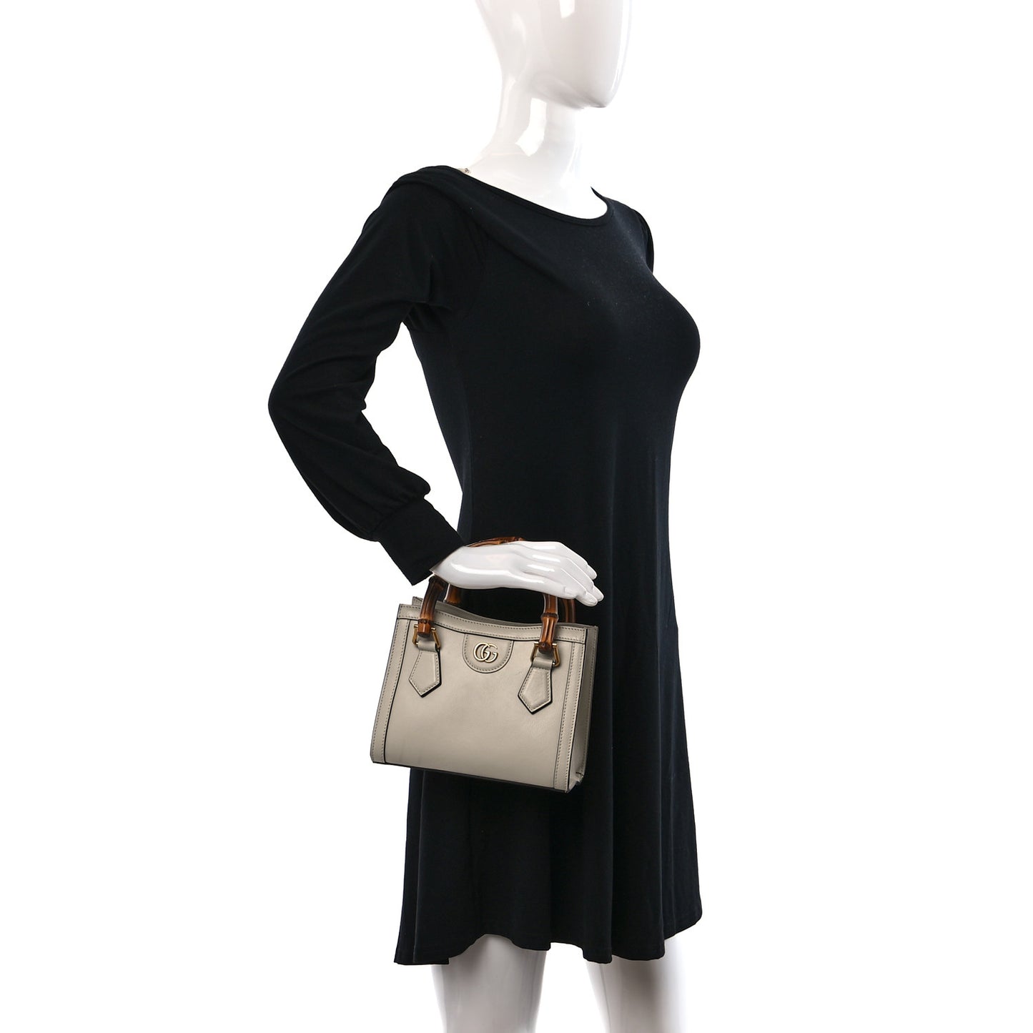 Wonka Grain Calfskin Mini Diana Tote Bag Mystic White