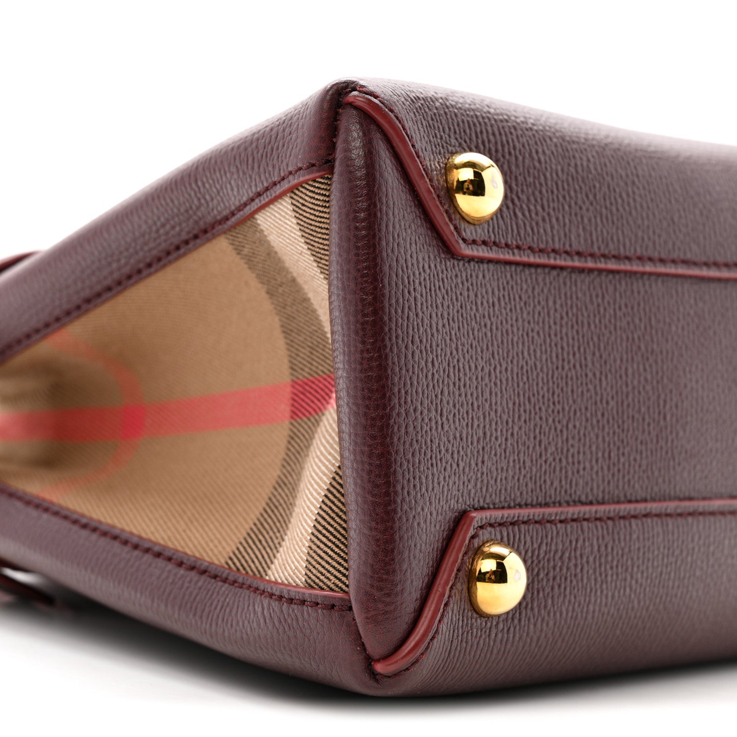 Burberry Grainy Calfskin House Check Small Banner Tote Mahogany Red 8 of 11