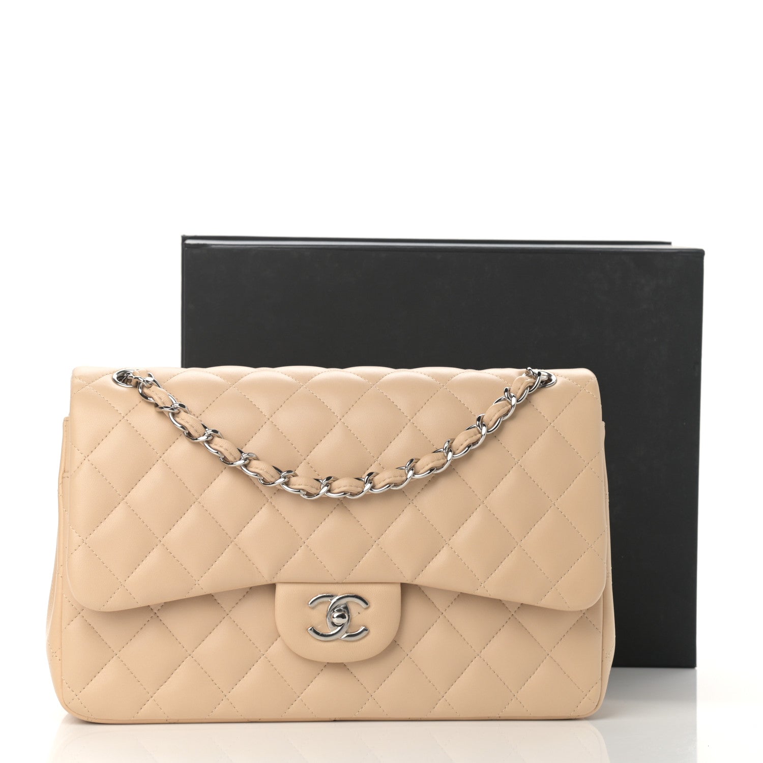 Chanel Lambskin Quilted Jumbo Double Flap Beige 10 of 10