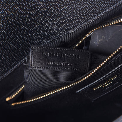 Saint Laurent Grain De Poudre Matelasse Chevron Large Monogram Satchel Black 8 of 19