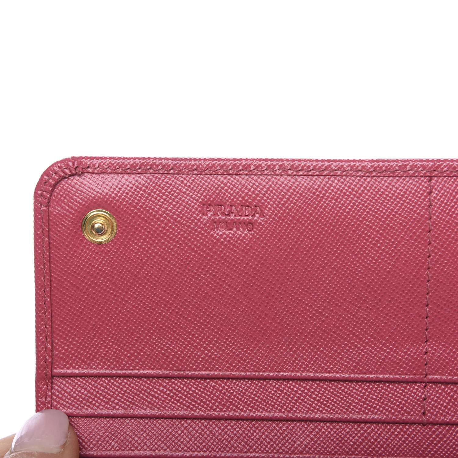 Prada Saffiano Metal Continental Flap Wallet Peonia 9 of 9
