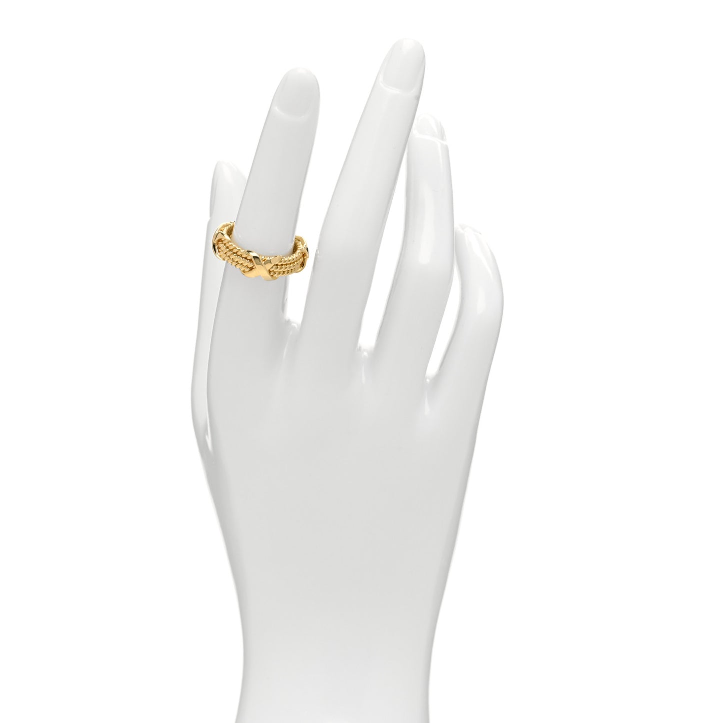 18K Yellow Gold Schlumberger Rope 3 Row X Ring 53 6.5