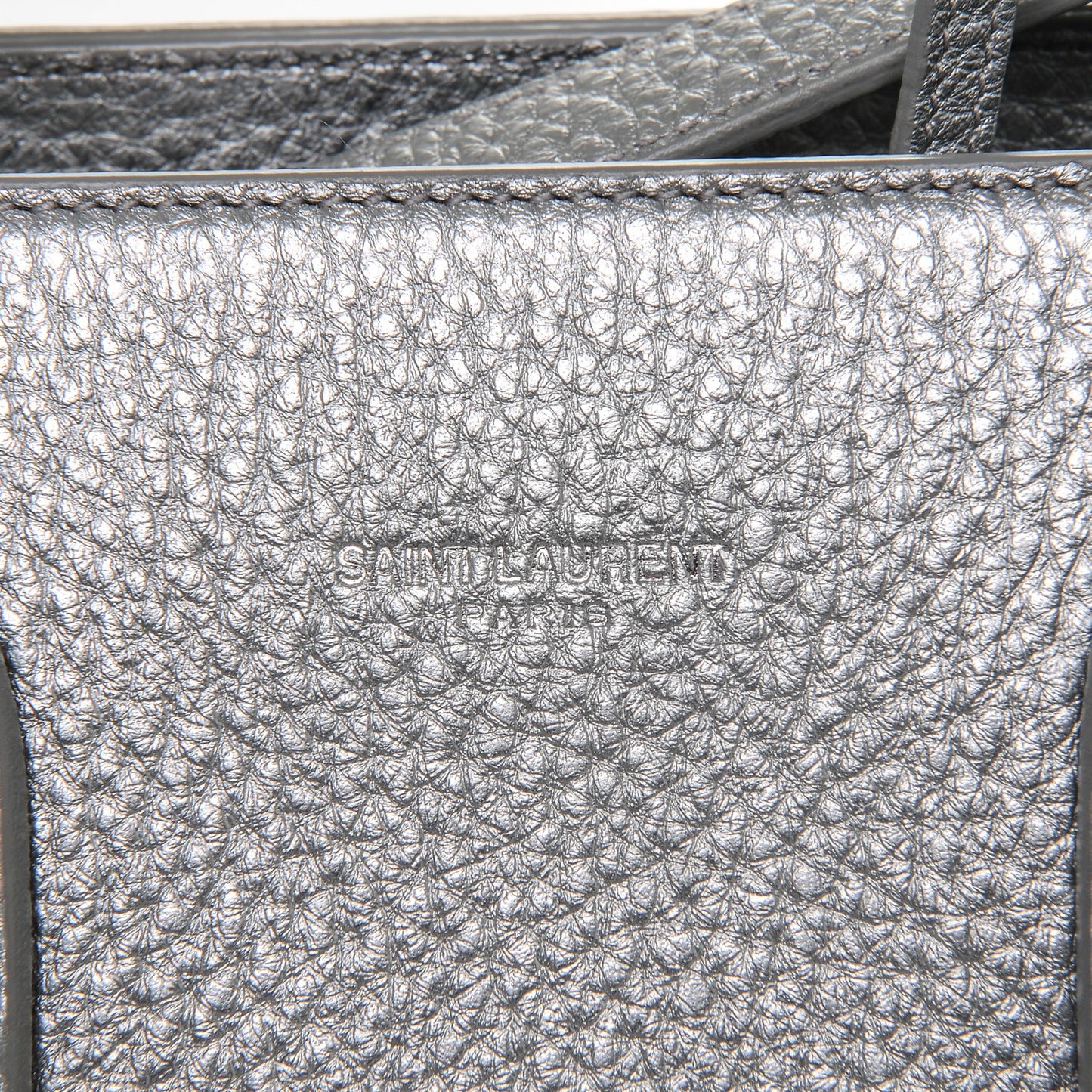 Metallic Grained Calfskin Baby Sac De Jour Silver