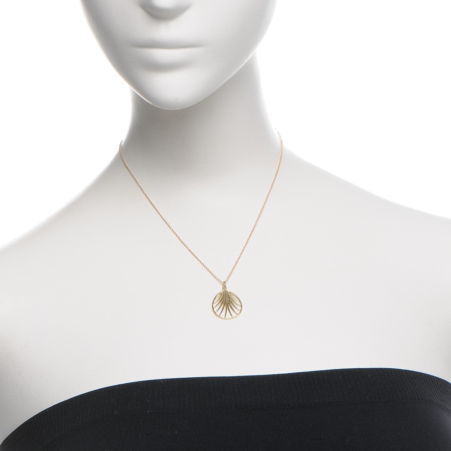 Tiffany 18K Yellow Gold Small Paloma Picasso Villa Paloma Palm Pendant Necklace 2 of 8