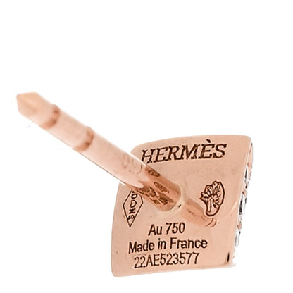 Hermes 18K Rose Gold Diamond Clou d'H Stud Earrings 4 of 5
