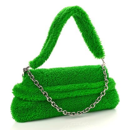 Gucci Merino Wool Medium Maxi Horsebit Chain Shoulder Bag Green 3 of 8