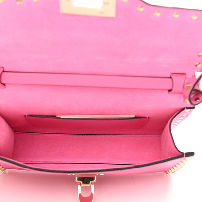 Valentino Garavani Pebbled Calfskin Medium Rockstud Flip Lock Crossbody Bag Pink Orchid 5 of 10