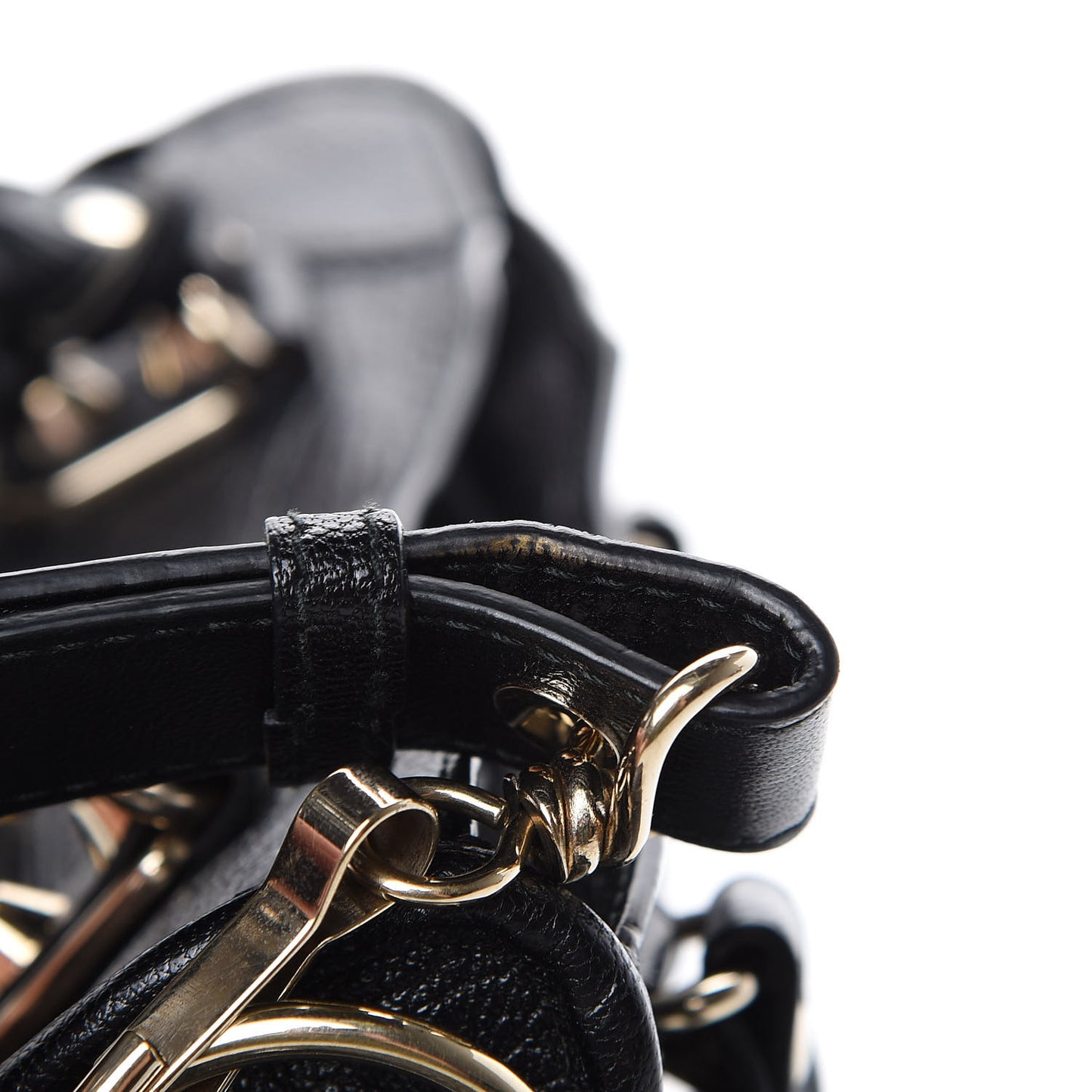 Chevre Gold Metallic Edge Hardware Mini City Black