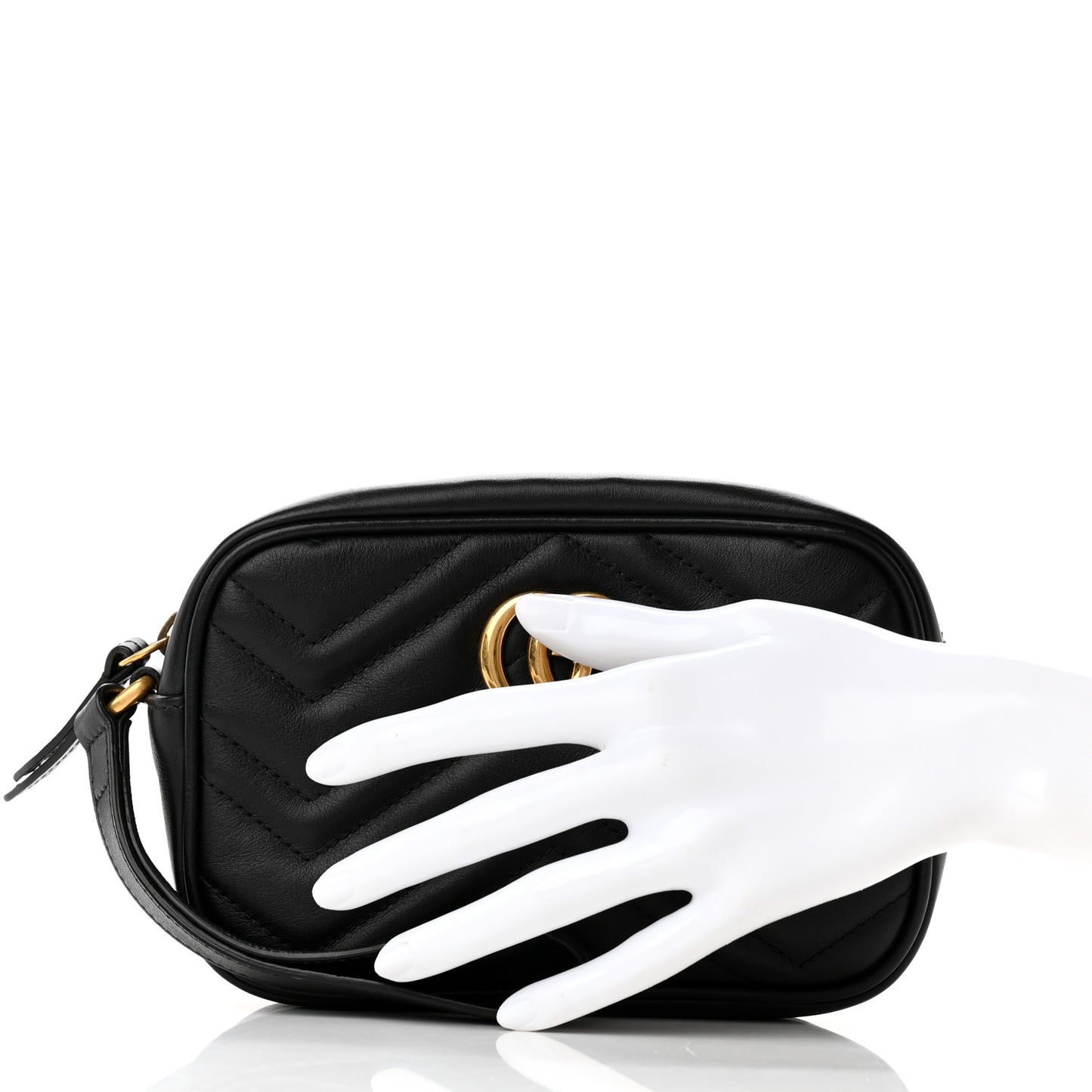 Calfskin Matelasse Mini GG Marmont Wrist Wallet Black