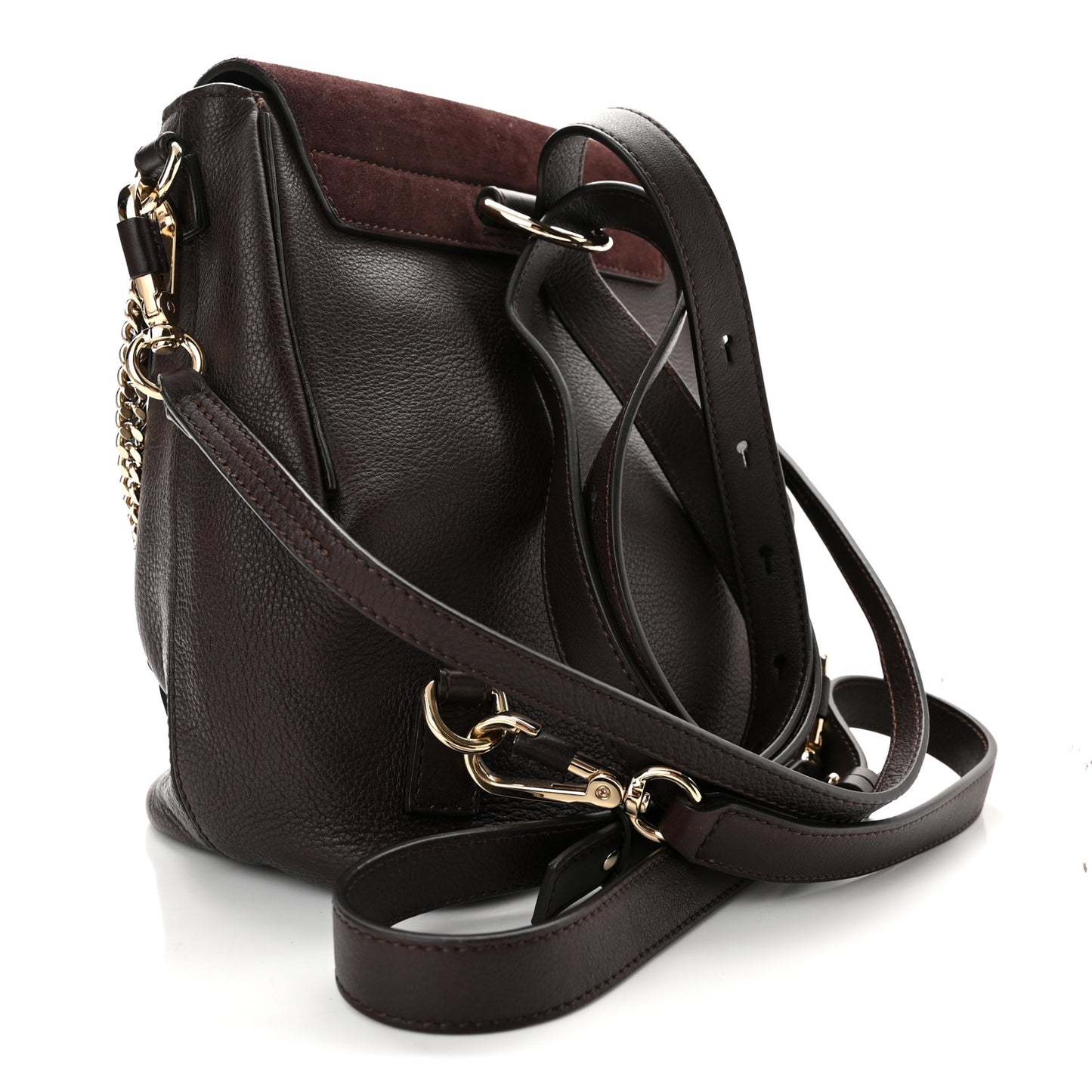 Suede Calfskin Medium Faye Backpack Dark Brown