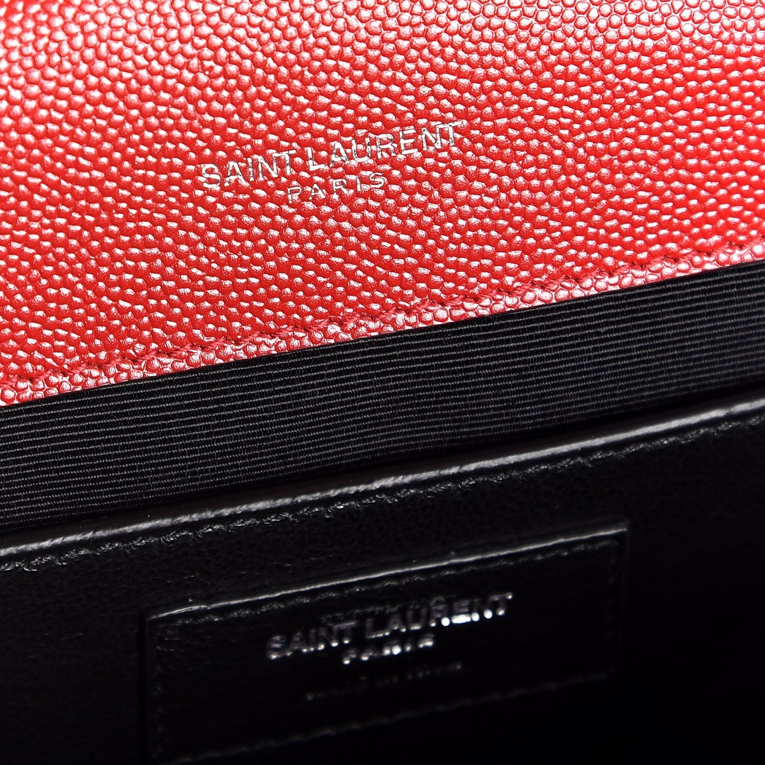 Saint Laurent Grain De Poudre Textured Mixed Matelasse Triquilt Medium Monogram Satchel Red 8 of 9