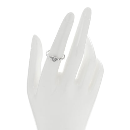 David Yurman Sterling Silver Diamond Cable Classics Heart Ring 54 7 2 of 4