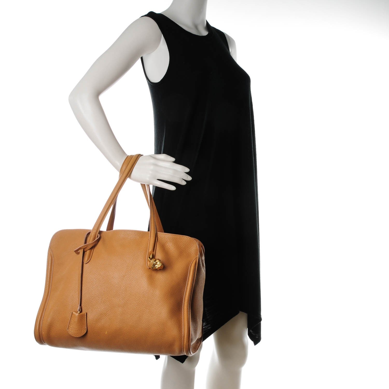 Alexander McQueen Pebbled Calfskin Large Skull Padlock Zip Around Tote Burnt Camel 2 of 9