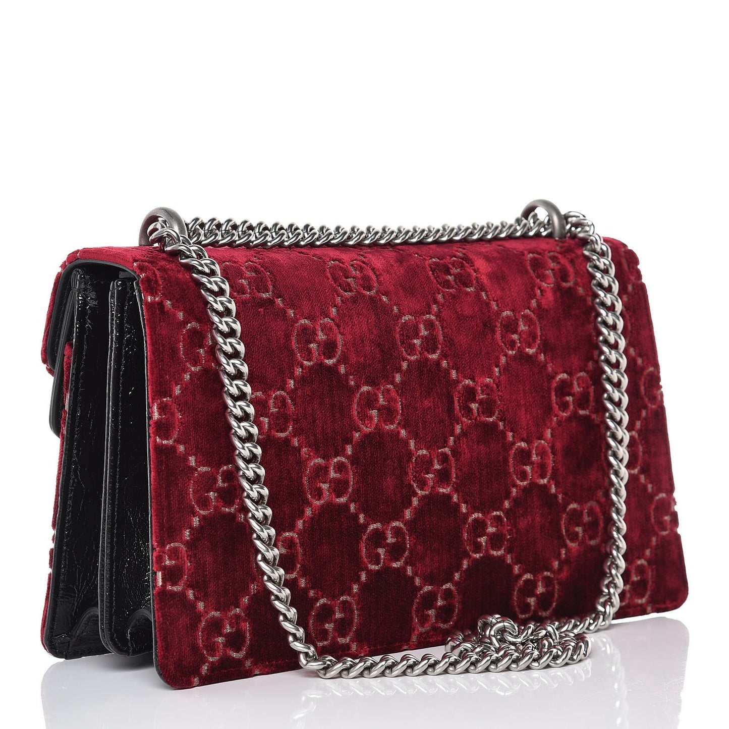 Velvet Skipper GG Monogram Small Dionysus Shoulder Bag Red Cipria Black