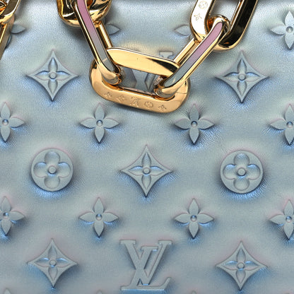 Louis Vuitton Metallic Lambskin Embossed Monogram Coussin BB Blue 9 of 11