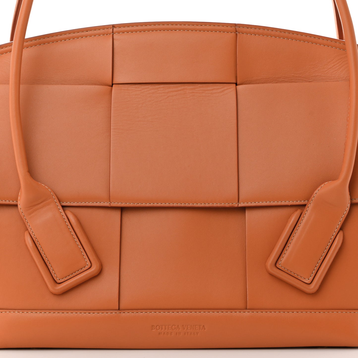 French Calfskin Maxi Intrecciato Medium Arco Caramel