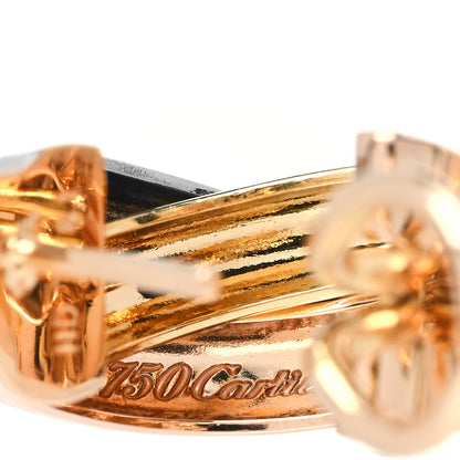 Cartier 18K Pink Yellow White Gold 7.6mm Trinity Hoop Earrings 4 of 5