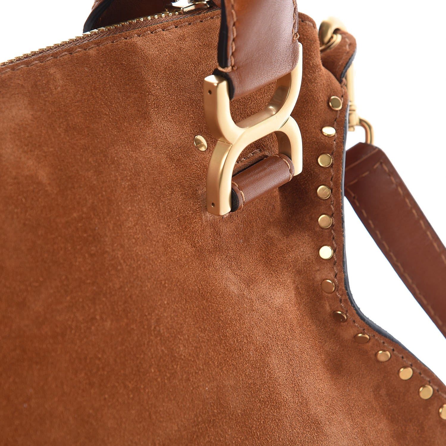 Chloe Suede Calfskin Braided Medium Marcie Satchel Caramel 13 of 17