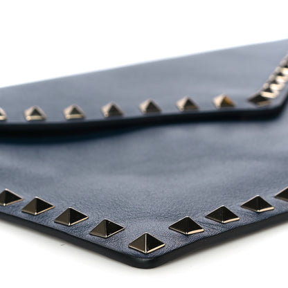 Valentino Garavani Vitello Large Rockstud Envelope Clutch Navy 8 of 15