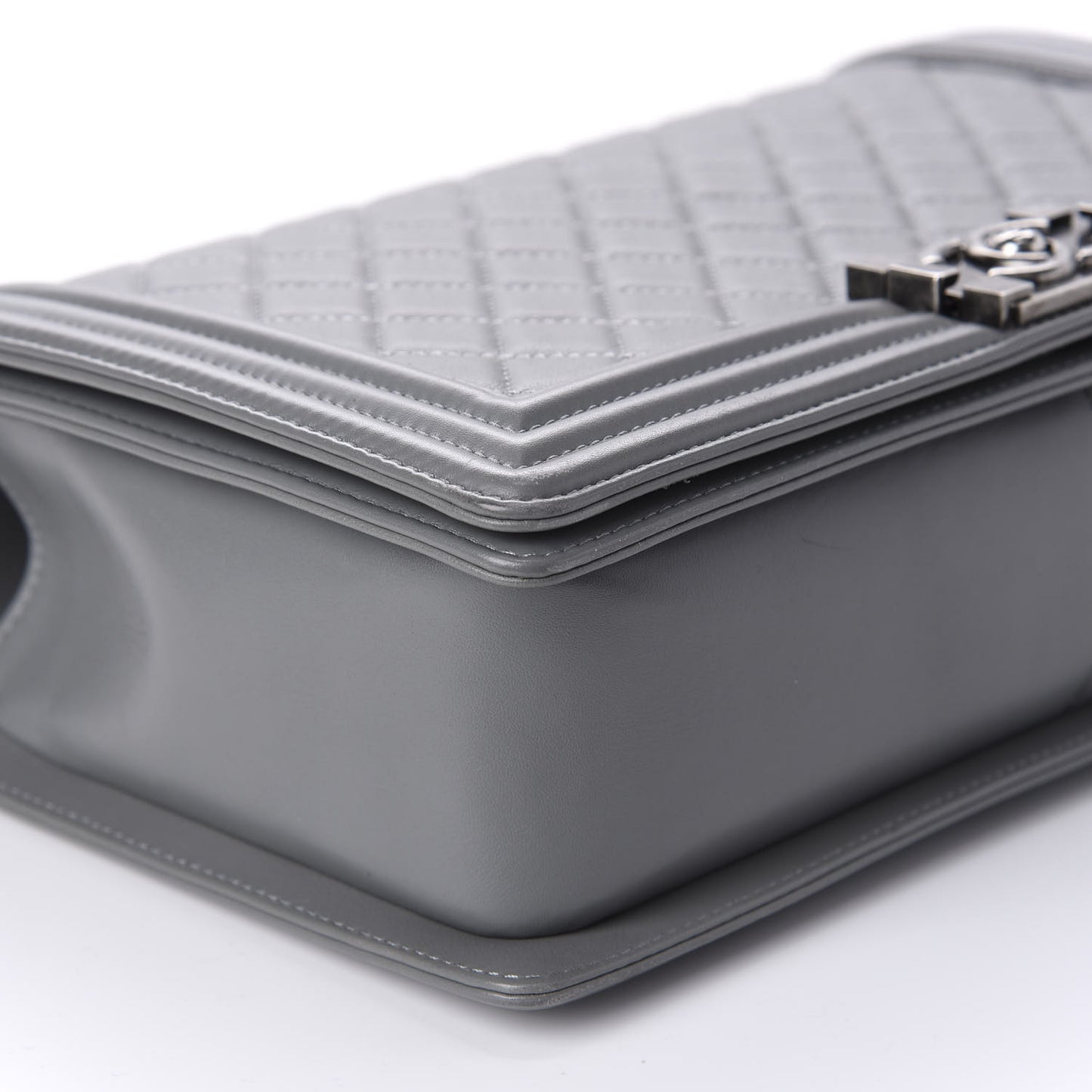 Calfskin Quilted New Medium Boy Flap Grey
