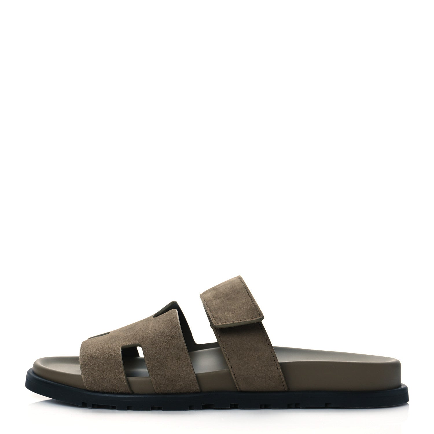 Hermes Suede Goatskin Womens Chypre Sandals 41 Vert Army 1 of 7