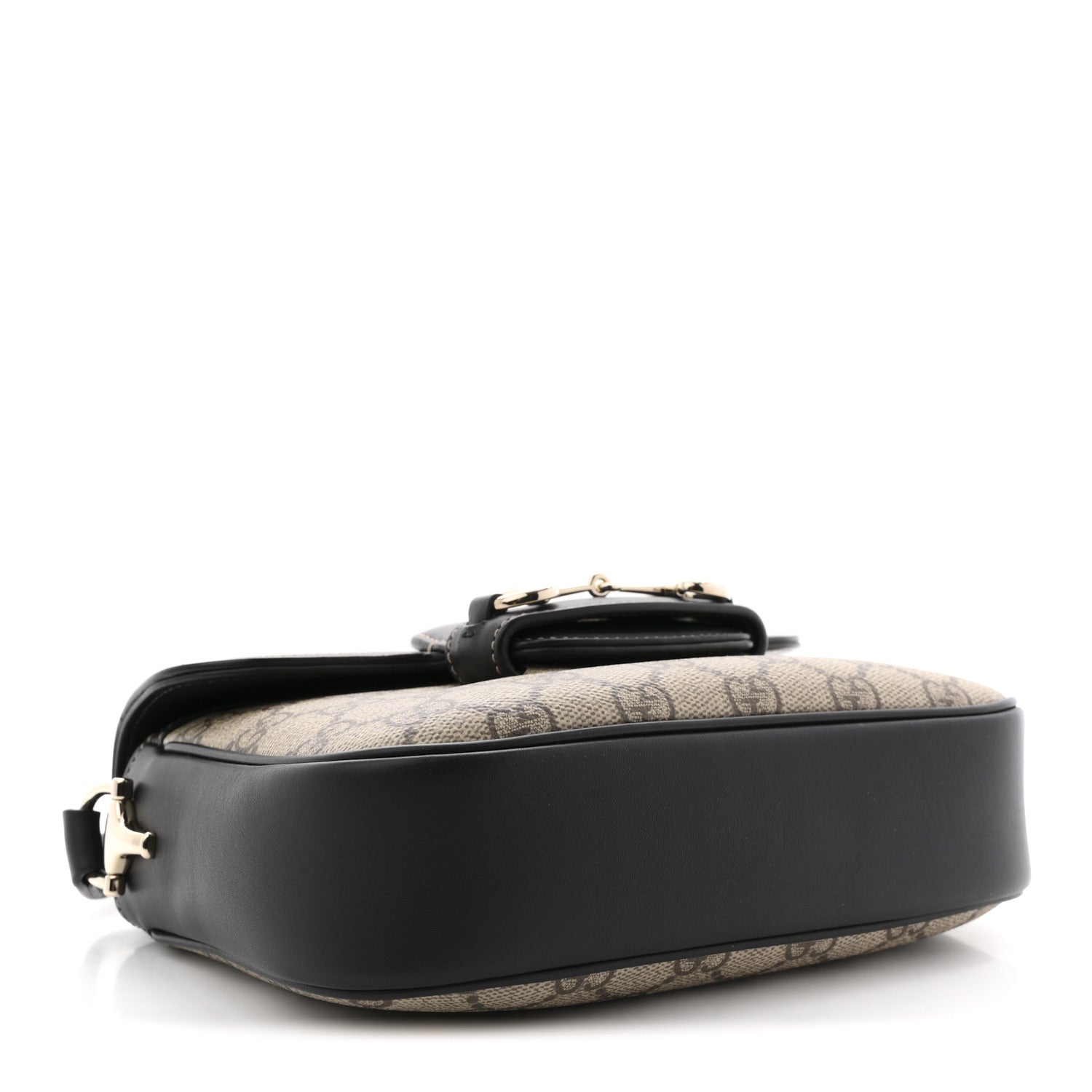 Gucci GG Supreme Monogram Horsebit 1955 Soft Small Shoulder Bag Beige Black 4 of 10