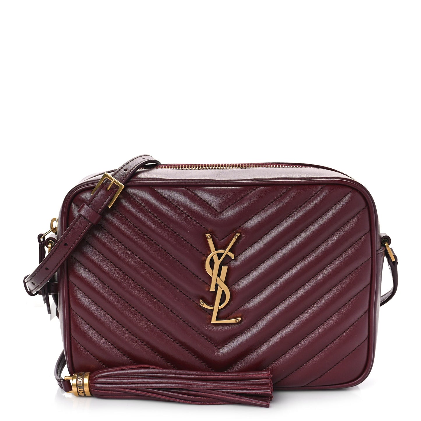 Calfskin Matelasse Monogram Lou Camera Bag Dark Legion Red