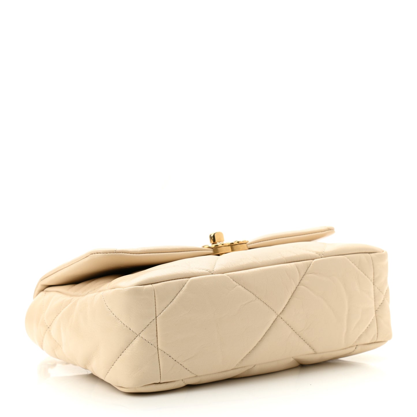 Shiny Goatskin Quilted Medium Chanel 19 Flap Beige