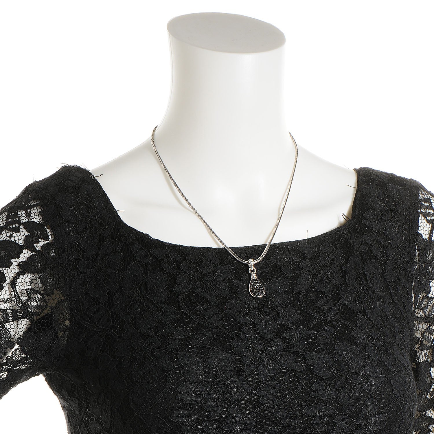 John Hardy Sterling Silver Black Sapphire Small Bedeg Lava Drop Pendant Necklace 2 of 4